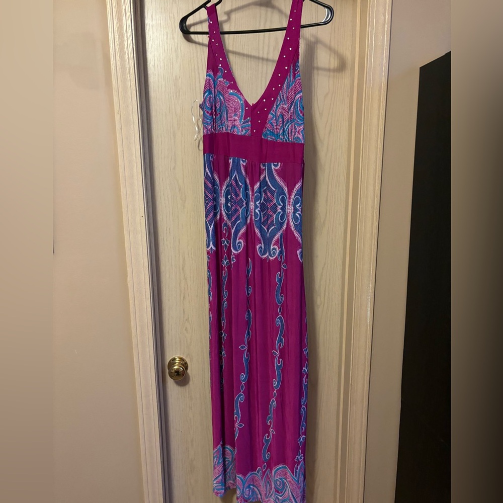 California Women Size Large Long Pink Dress